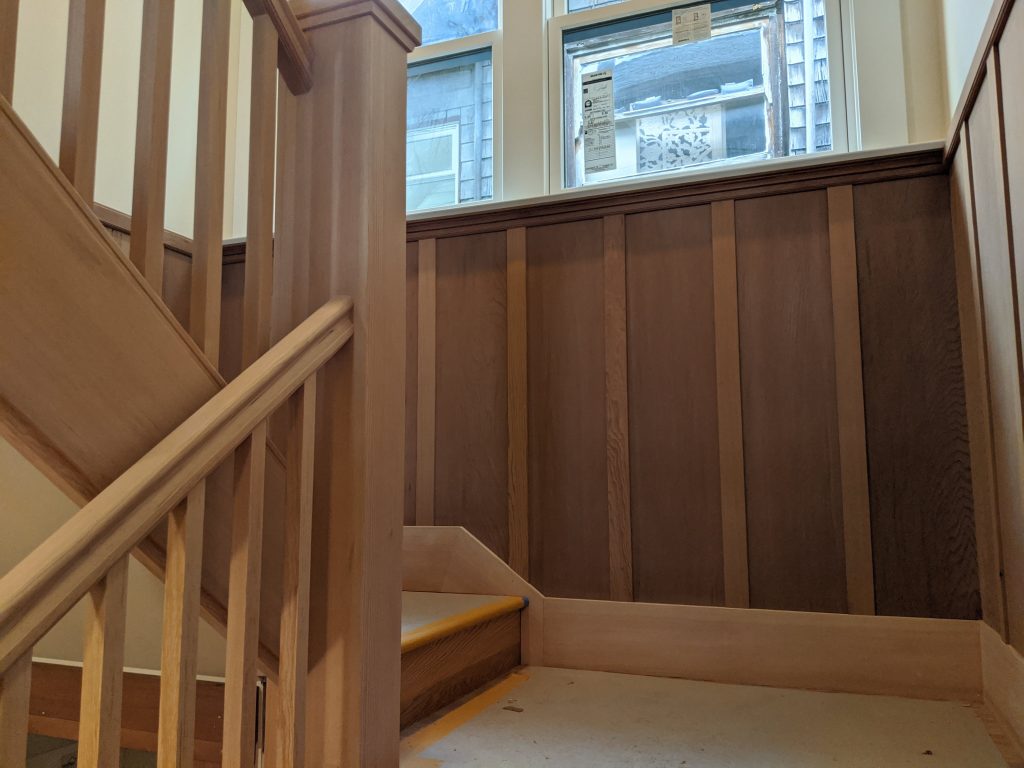 Craftsman Stairs with Redwood Paneling