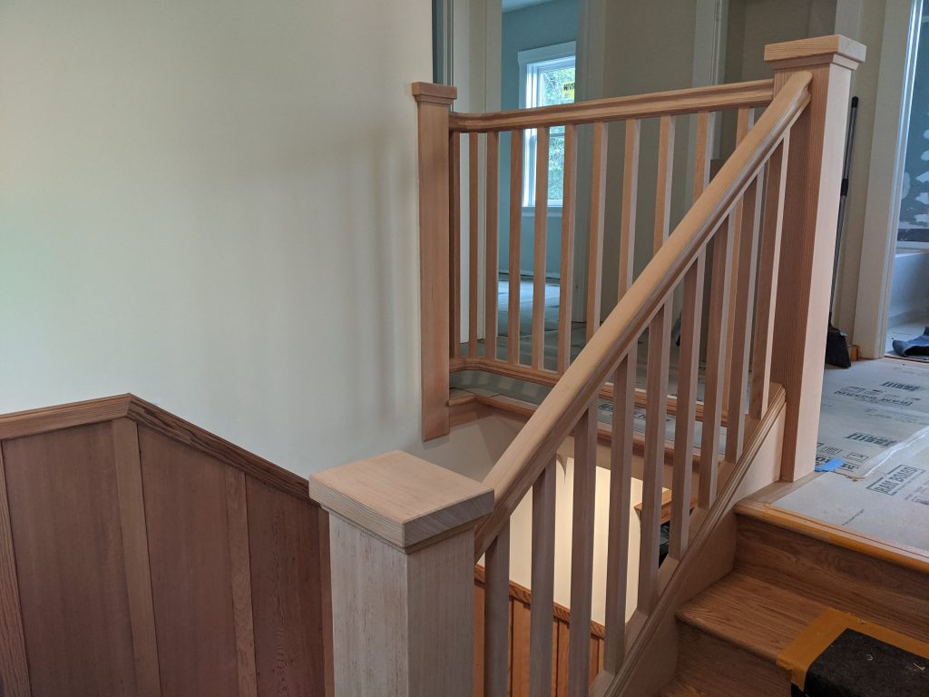 Fir Stairway with Redwood Paneling