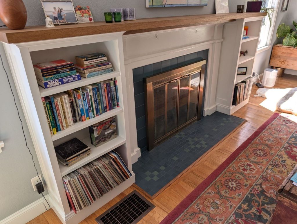 New Bookcases, Hearth and Mantle